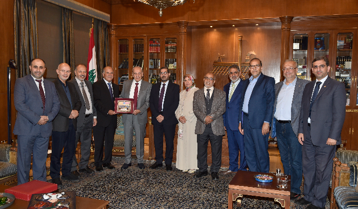 بري استقبل وفد الهيئة العربية الدولية للاعمار في فلسطين والحوت وسقلاوي